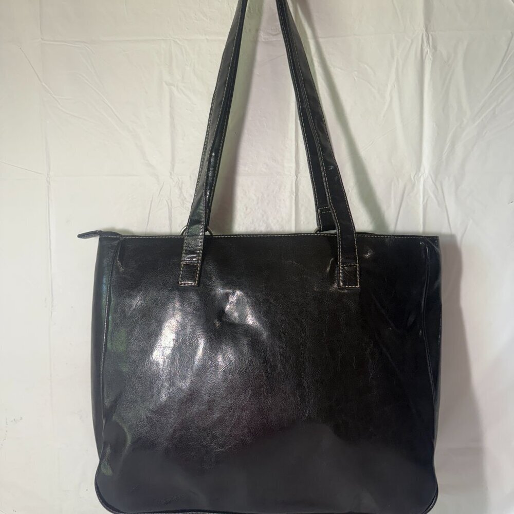 Buxton Black Leather Laptop Tote